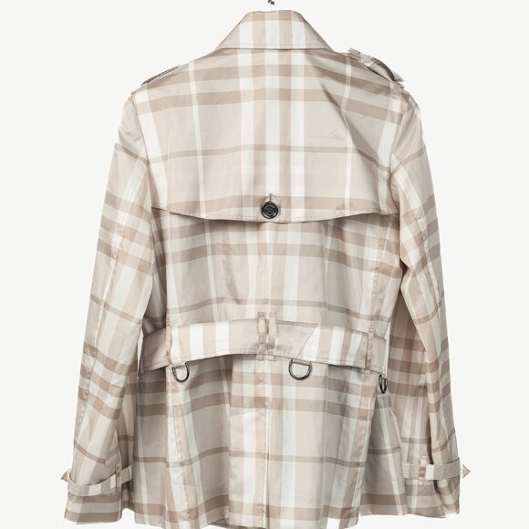 Burberry Brit Grey Check Taffeta Packable Belted Trench Coat - Picture 2 of 14